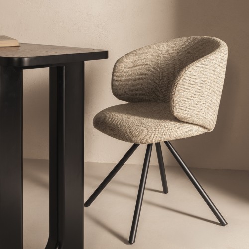 Krzesło obrotowe Pearl mocha, czarne nóżki