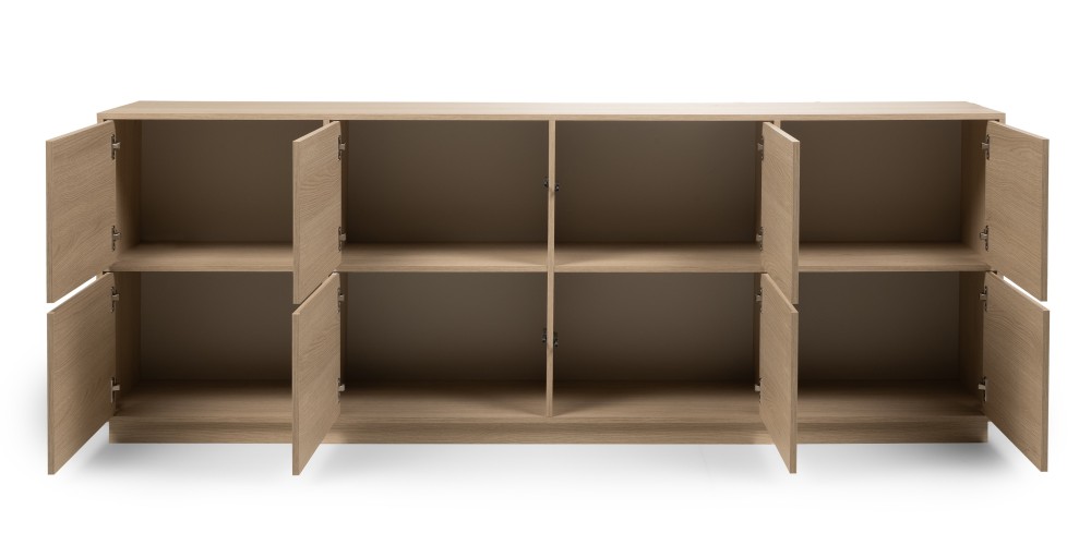 Komoda ośmiodrzwiowa Japandi  220cm dąb lindberg, nowoczesna