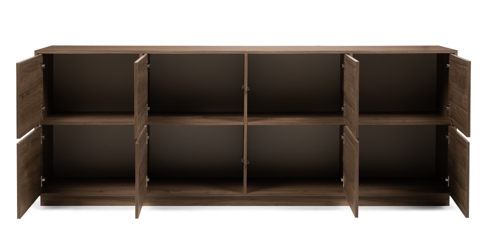 Komoda ośmiodrzwiowa Japandi  220cm orzech royal, nowoczesna