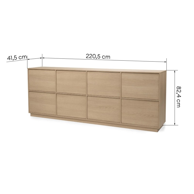 Komoda ośmiodrzwiowa Japandi  220cm dąb lindberg, nowoczesna