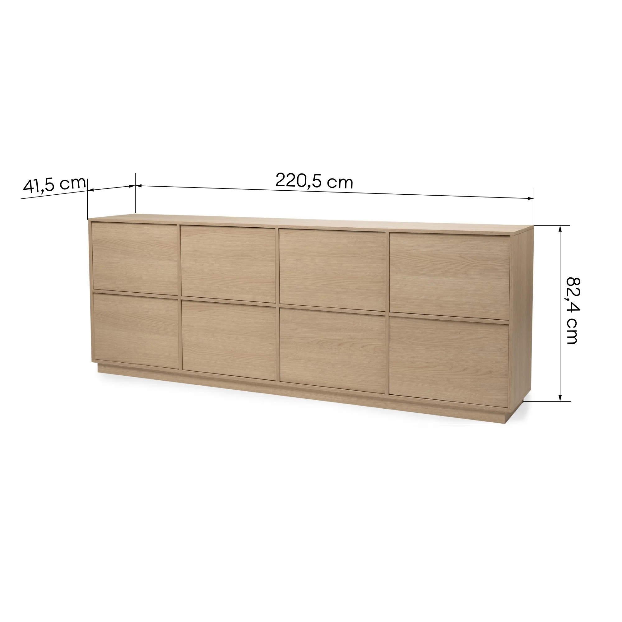 Komoda ośmiodrzwiowa Japandi  220cm dąb lindberg, nowoczesna