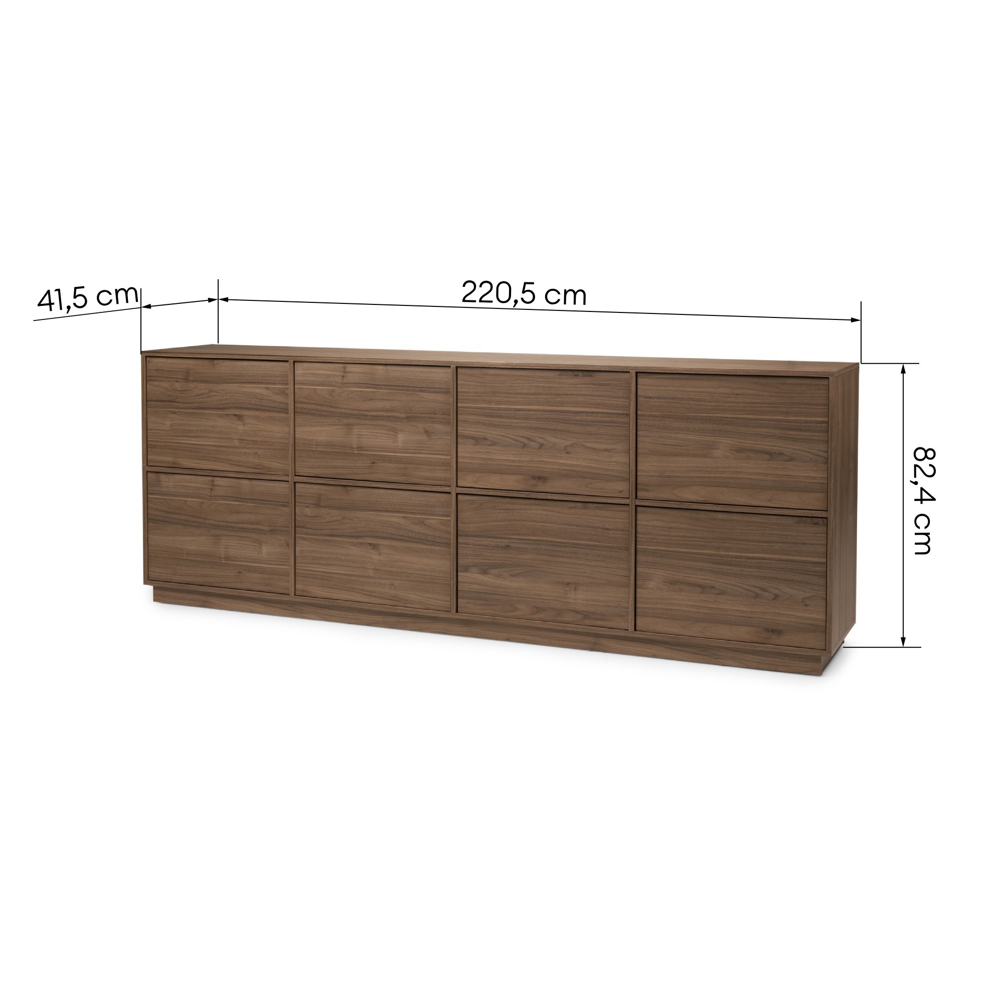 Komoda ośmiodrzwiowa Japandi  220cm orzech royal, nowoczesna
