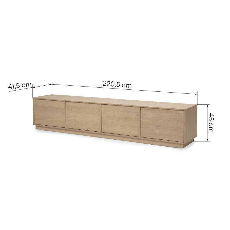 Szafka RTV Japandi, 220cm, dąb lindberg, nowoczesna