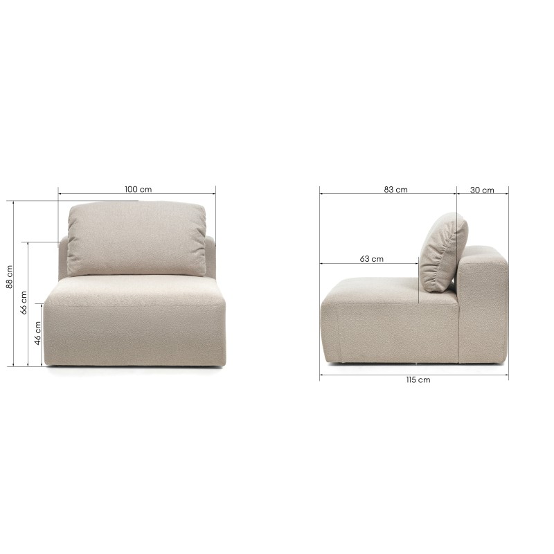 Moduł środkowy Agio 100 cm, szarobeżowy, boucle