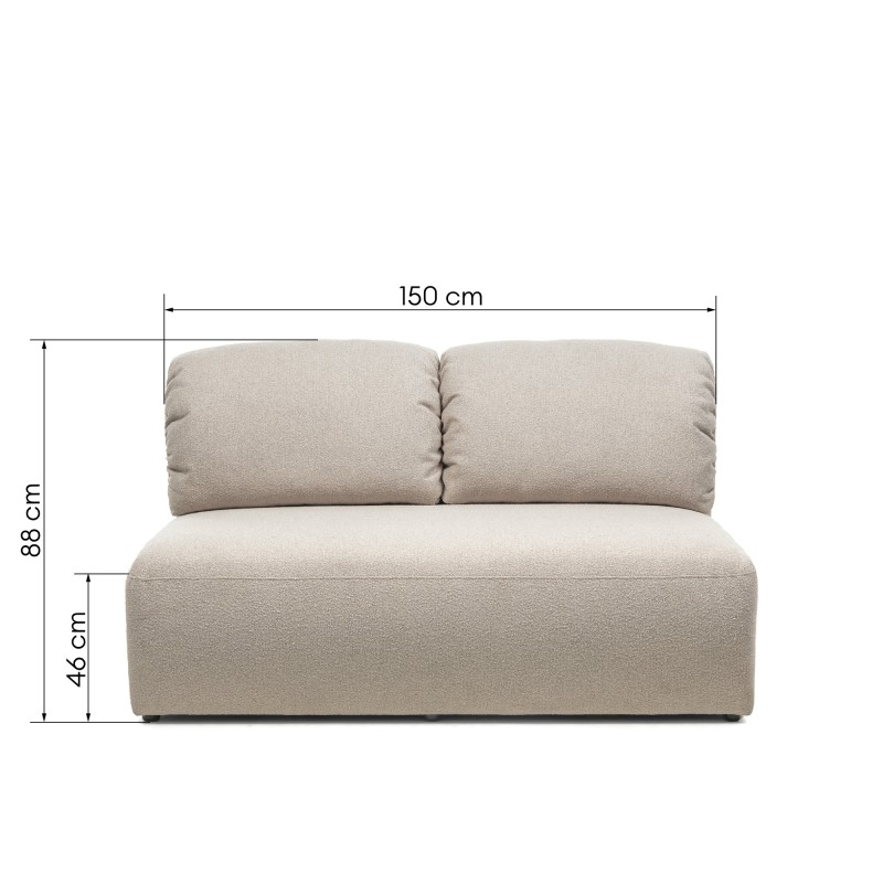 Moduł środkowy Agio 150 cm, szarobeżowy, boucle