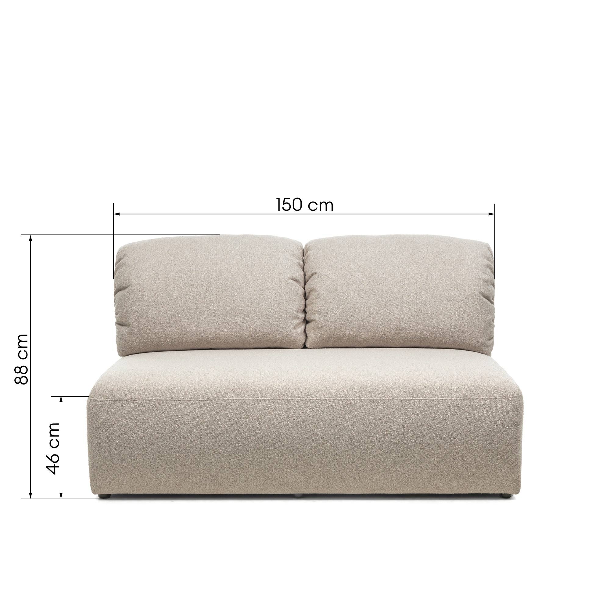 Moduł środkowy Agio 150 cm, szarobeżowy, boucle