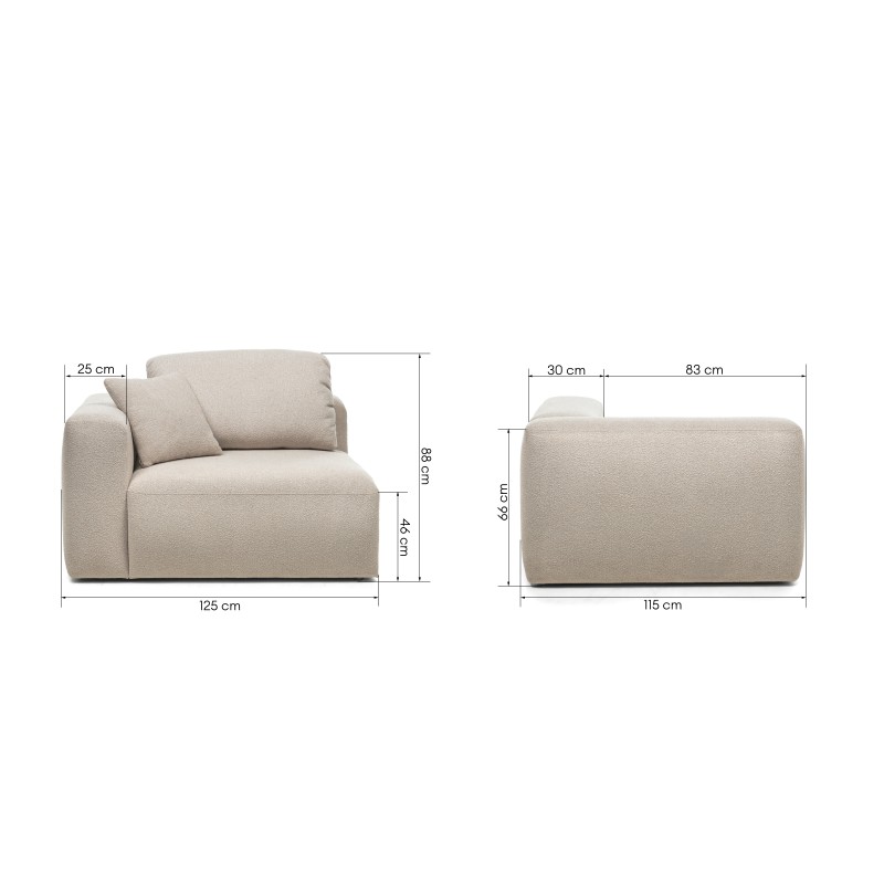 Moduł lewostronny Agio 125 cm, szarobeżowy, boucle