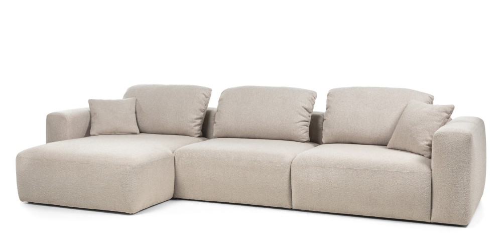 Narożnik modułowy Agio 350 cm, lewostronny, szarobeżowy, boucle