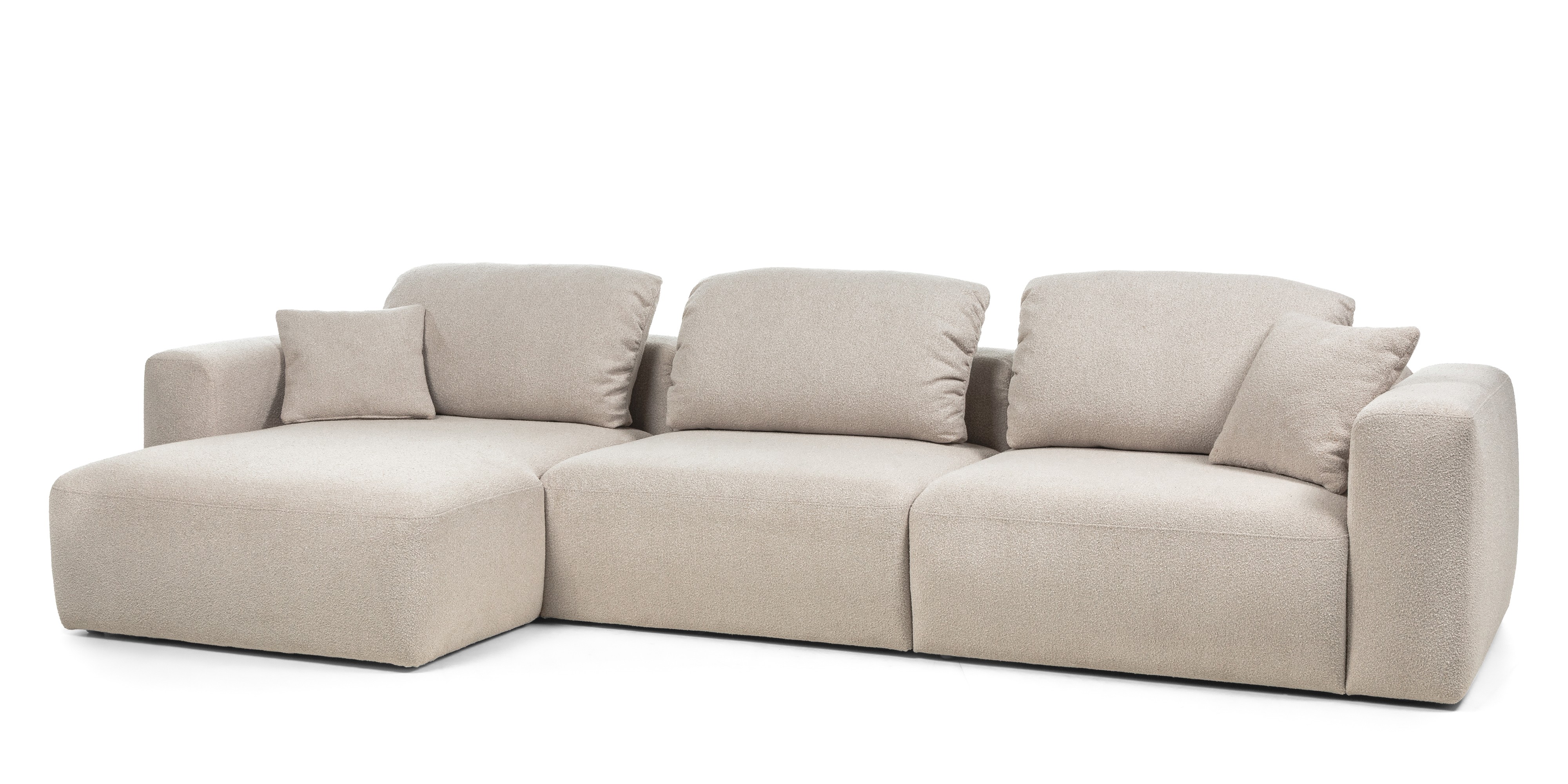 Narożnik modułowy Agio 350 cm, lewostronny, szarobeżowy, boucle