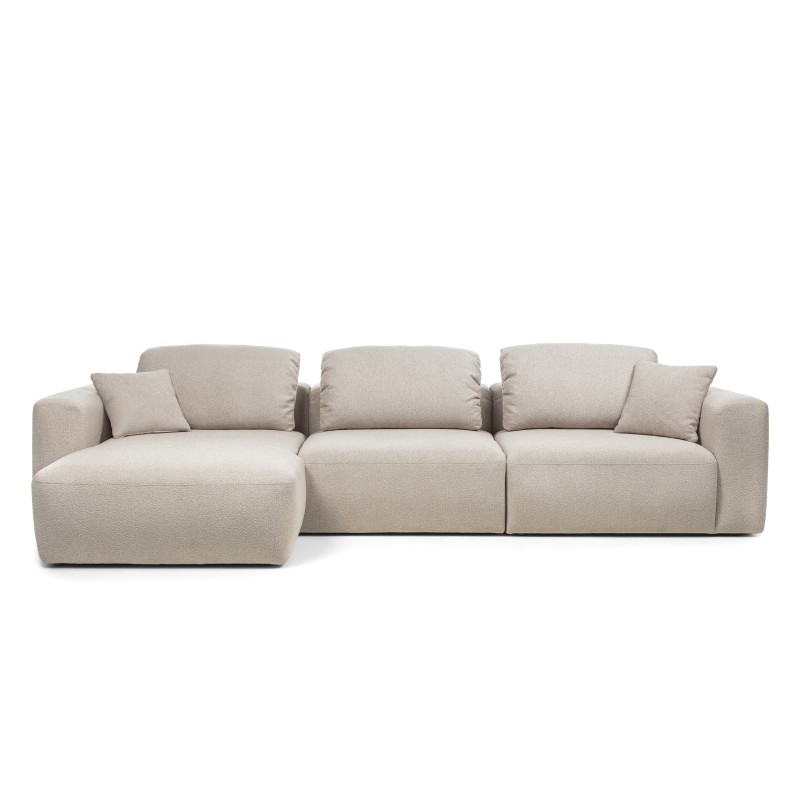 Narożnik modułowy Agio 350 cm, lewostronny, szarobeżowy, boucle