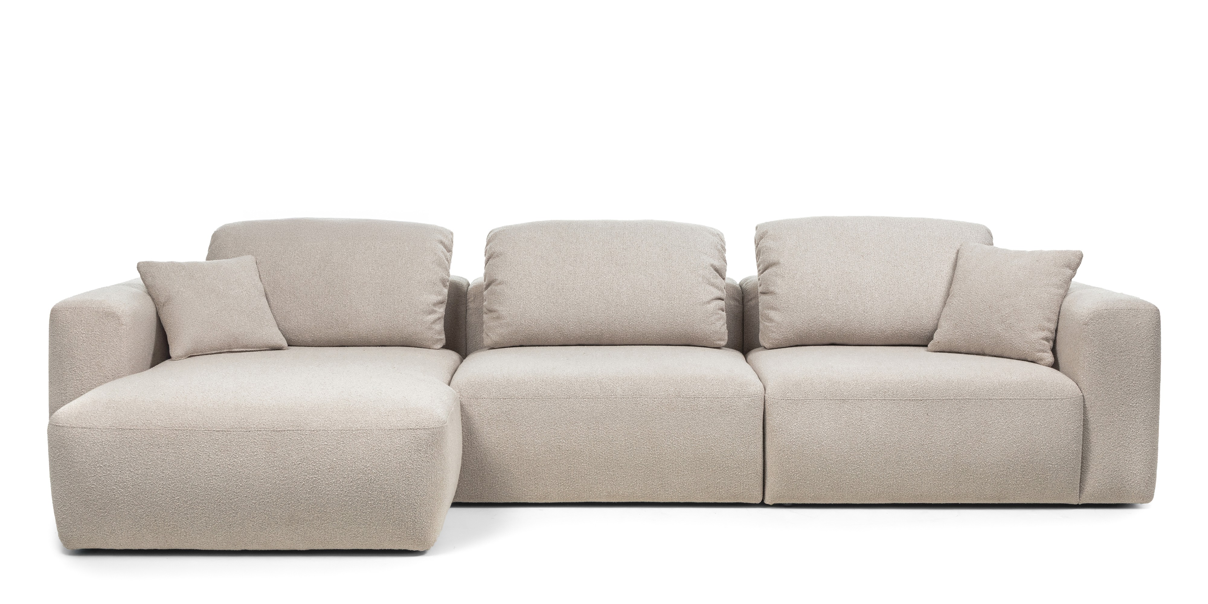 Narożnik modułowy Agio 350 cm, lewostronny, szarobeżowy, boucle