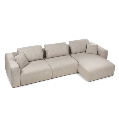 Narożnik modułowy Agio 350 cm, prawostronny, szarobeżowy, boucle