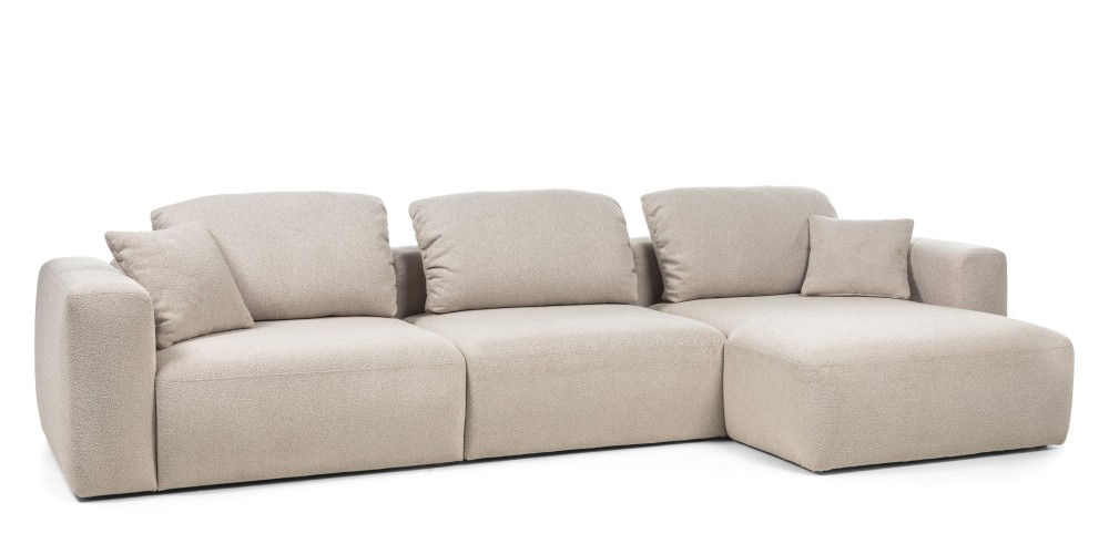 Narożnik modułowy Agio 350 cm, prawostronny, szarobeżowy, boucle