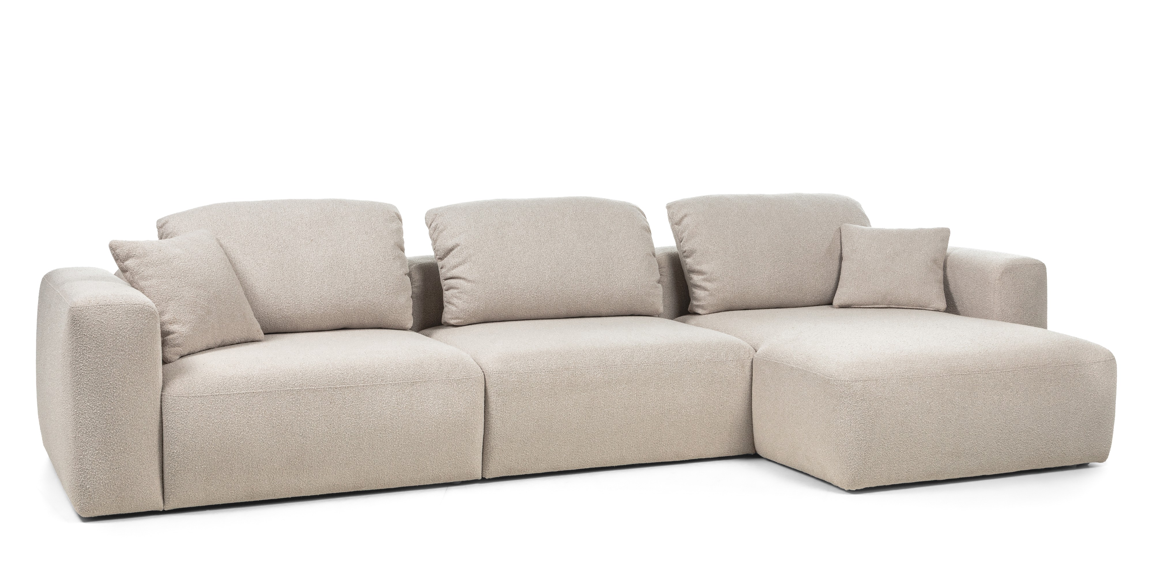 Narożnik modułowy Agio 350 cm, prawostronny, szarobeżowy, boucle