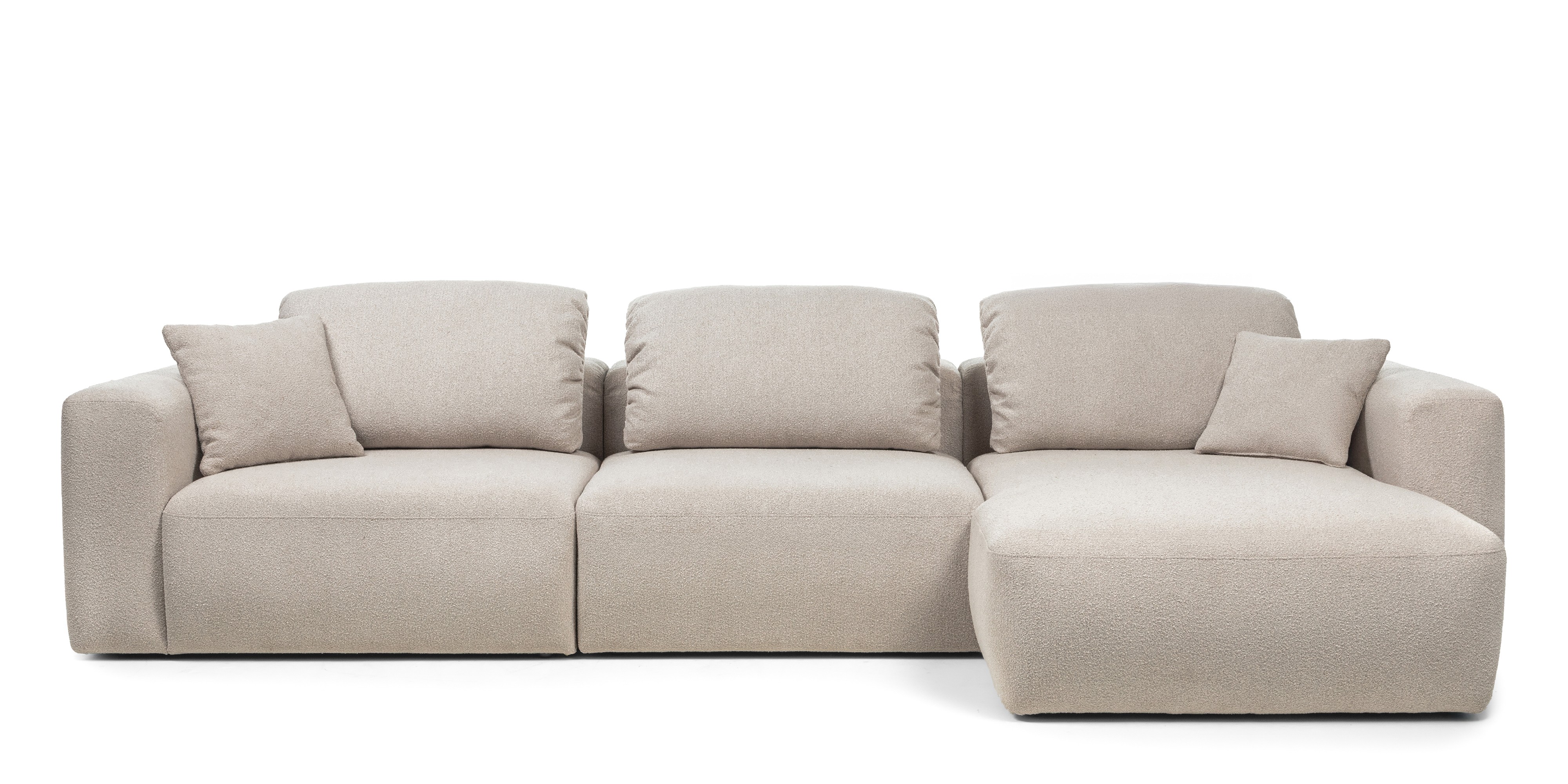 Narożnik modułowy Agio 350 cm, prawostronny, szarobeżowy, boucle