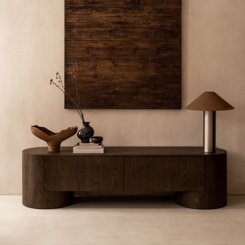 Szafka RTV z szufladami Aspen, 200 cm, ciemny orzech