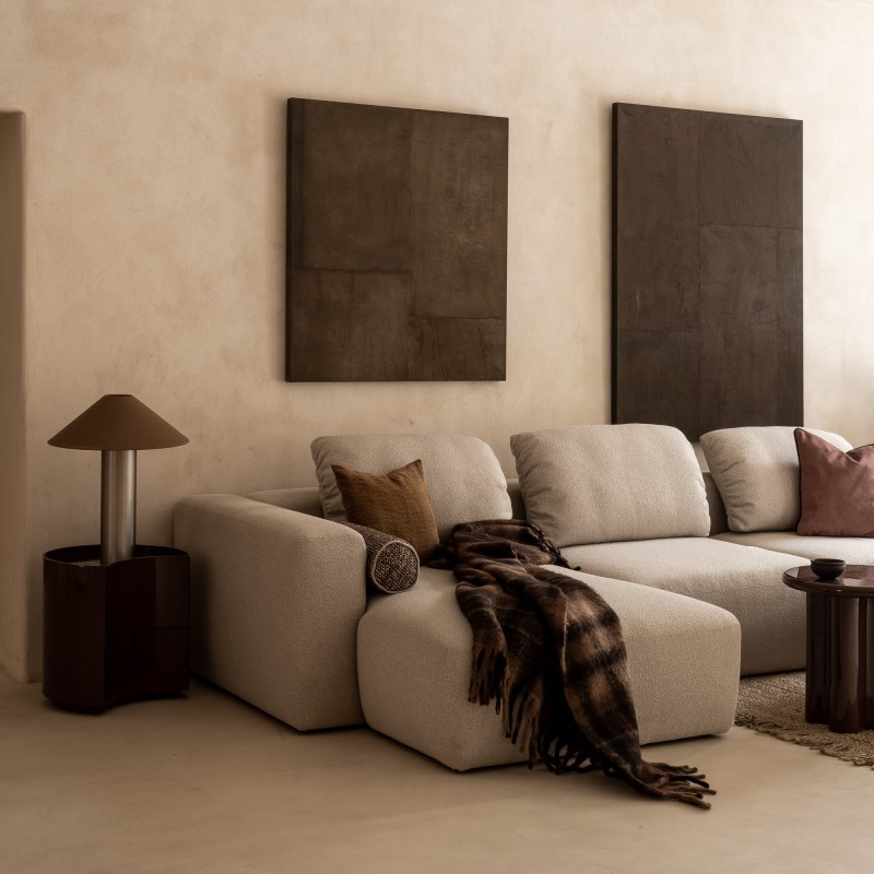 Narożnik modułowy Agio 350 cm, lewostronny, szarobeżowy, boucle
