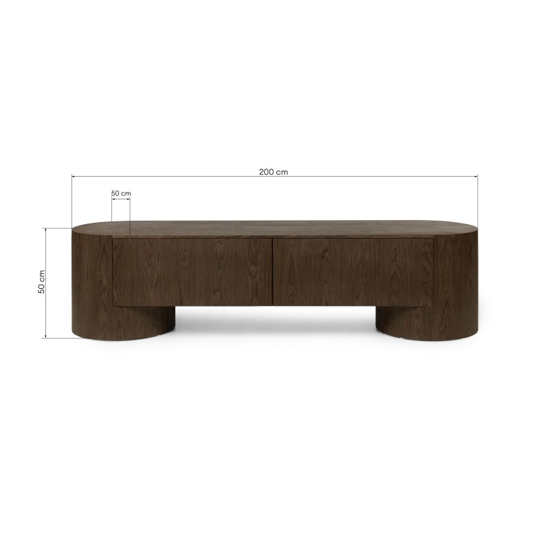 Szafka RTV z szufladami Aspen, 200 cm, ciemny orzech
