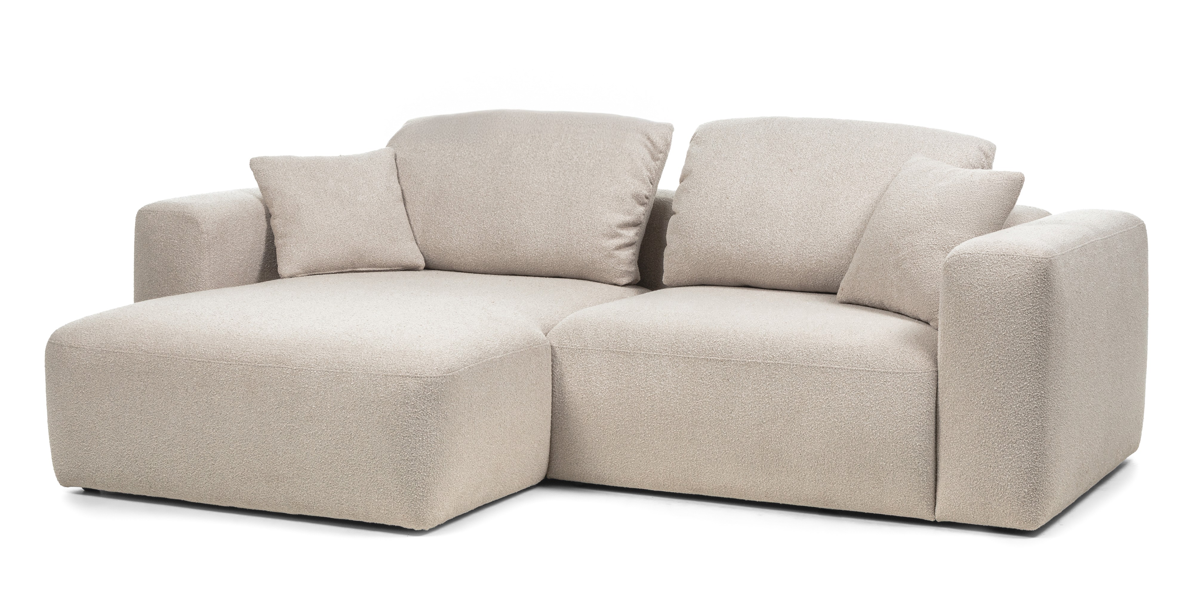 Narożnik modułowy Agio 250 cm, lewostronny, szarobeżowy, boucle