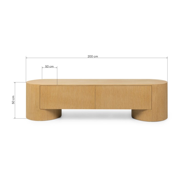 Szafka RTV z szufladami Aspen, 200 cm, dąb naturalny