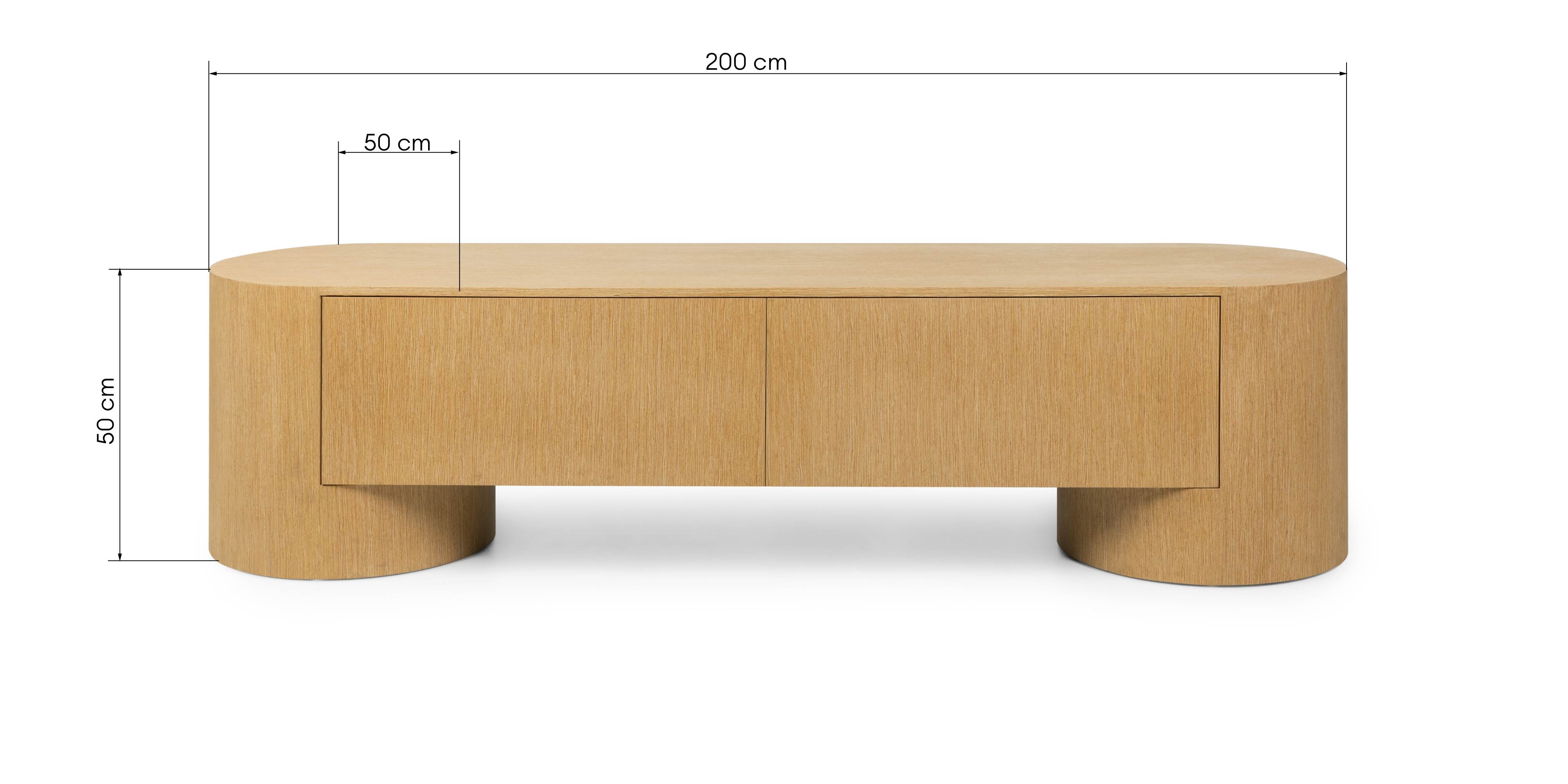 Szafka RTV z szufladami Aspen, 200 cm, dąb naturalny