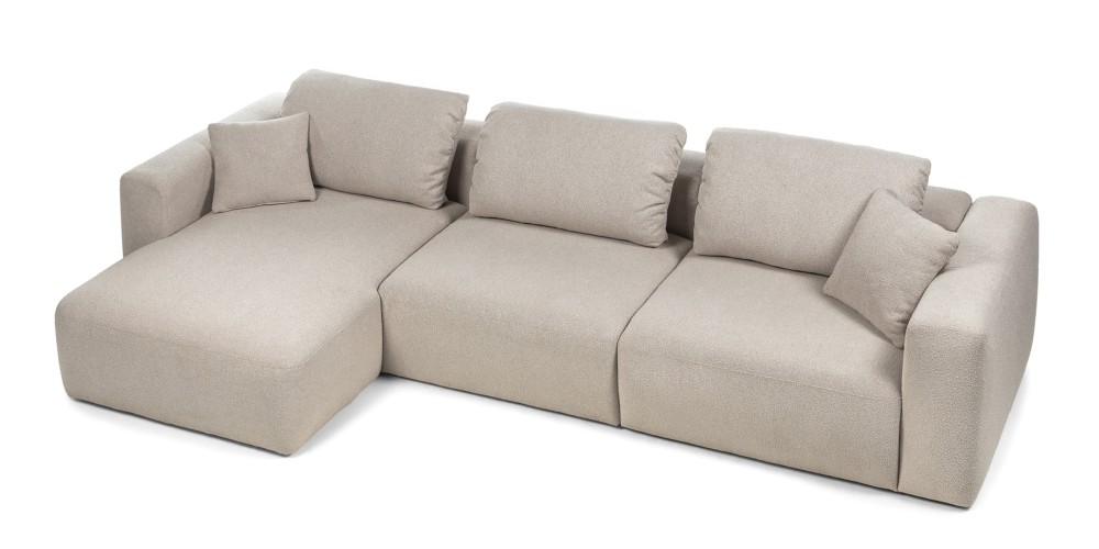 Narożnik modułowy Agio 350 cm, lewostronny, szarobeżowy, boucle