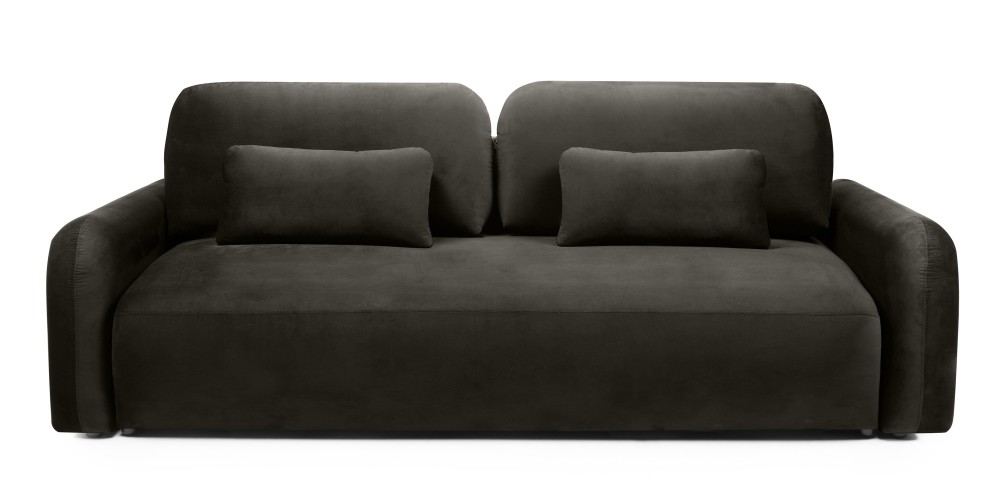 Sofa z funkcją i pojemnikiem Hoschi, welurowa, gorzka czekolada