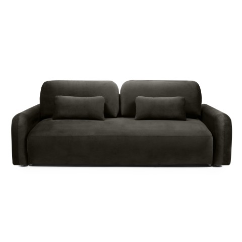 Sofa z funkcją i pojemnikiem Hoschi, welurowa, gorzka czekolada