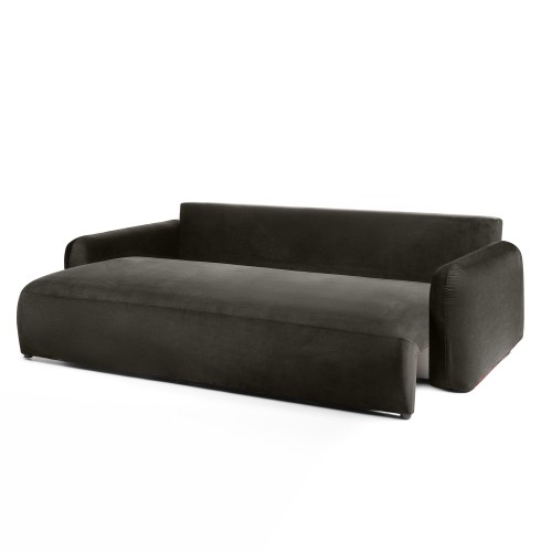 Sofa z funkcją i pojemnikiem Hoschi, welurowa, gorzka czekolada