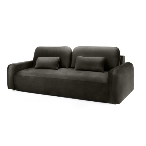Sofa z funkcją i pojemnikiem Hoschi, welurowa, gorzka czekolada