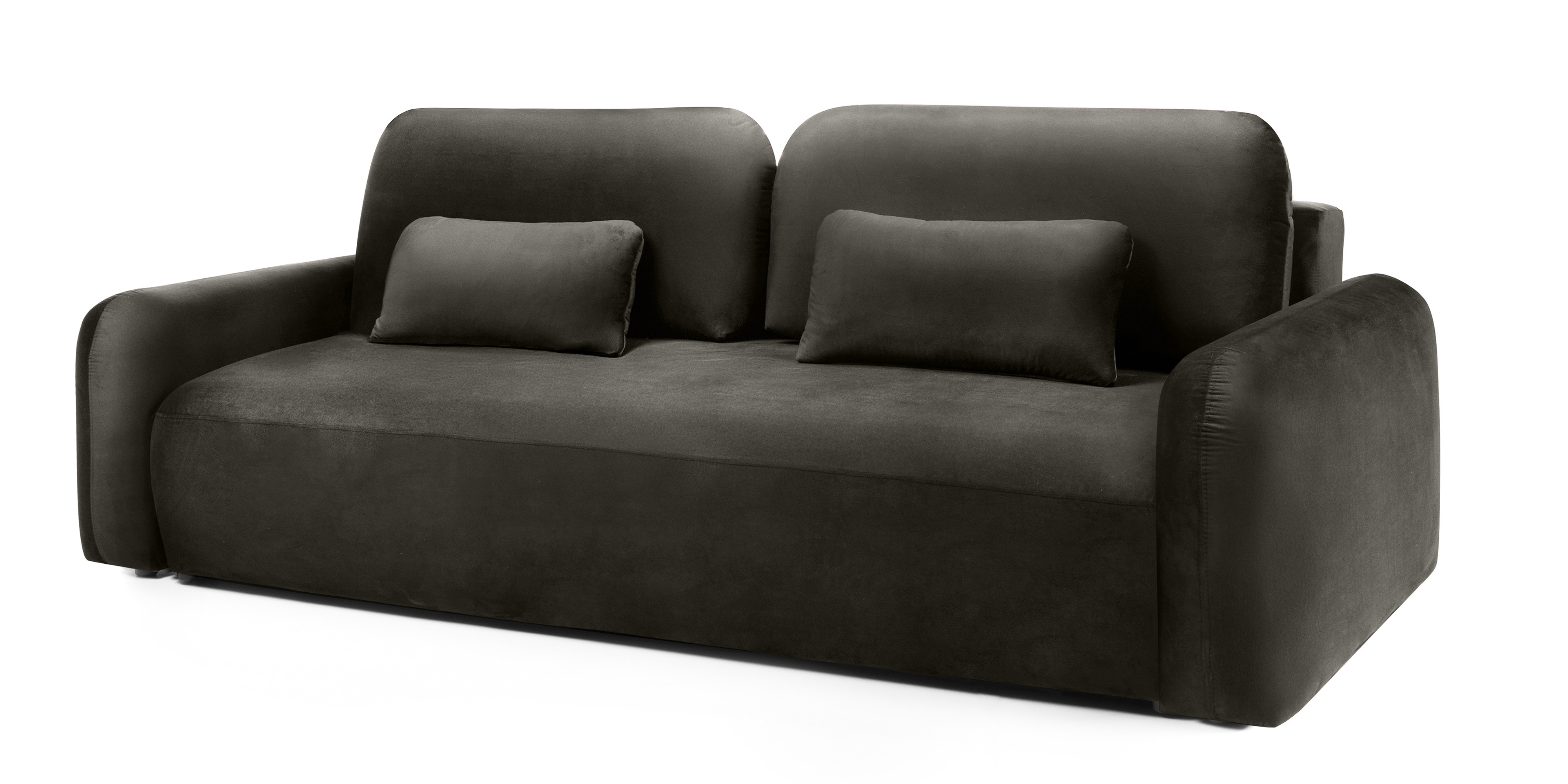 Sofa z funkcją i pojemnikiem Hoschi, welurowa, gorzka czekolada
