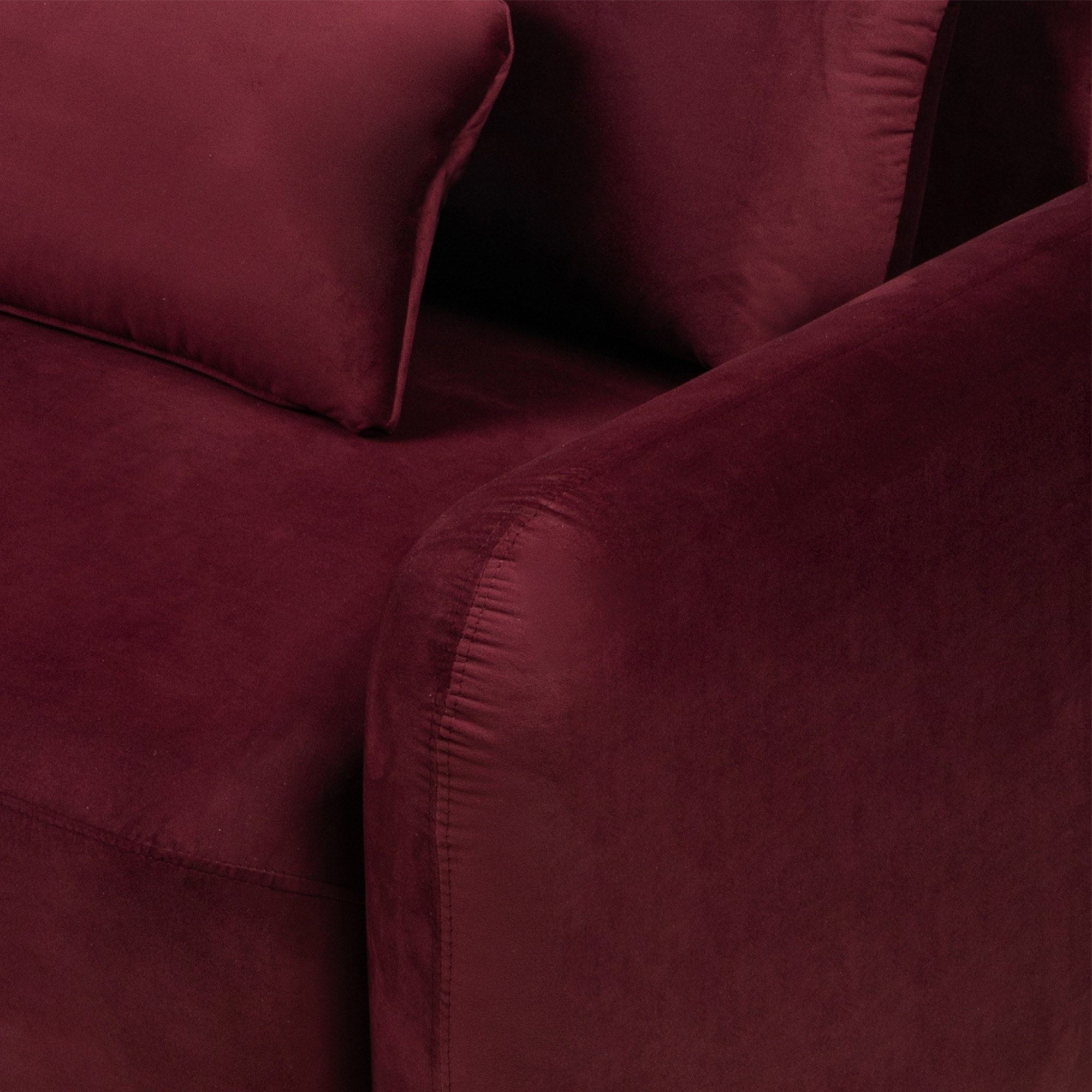 Sofa z funkcją, pojemnik Hoschi Slim, obła, welurowa burgund
