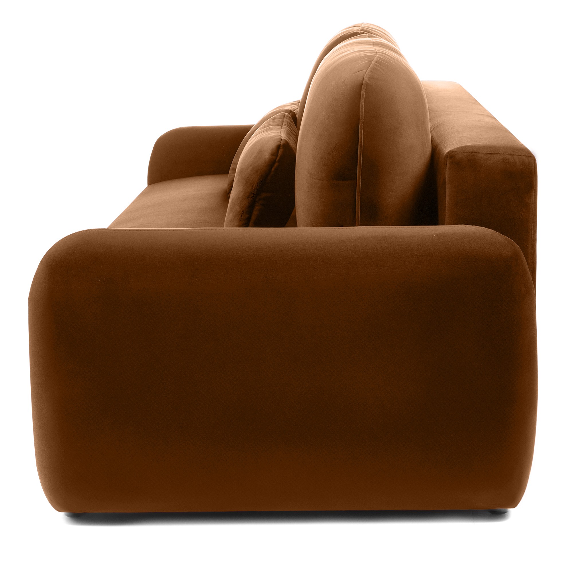 Sofa z funkcją i pojemnikiem Hoschi, welurowa, miedziana