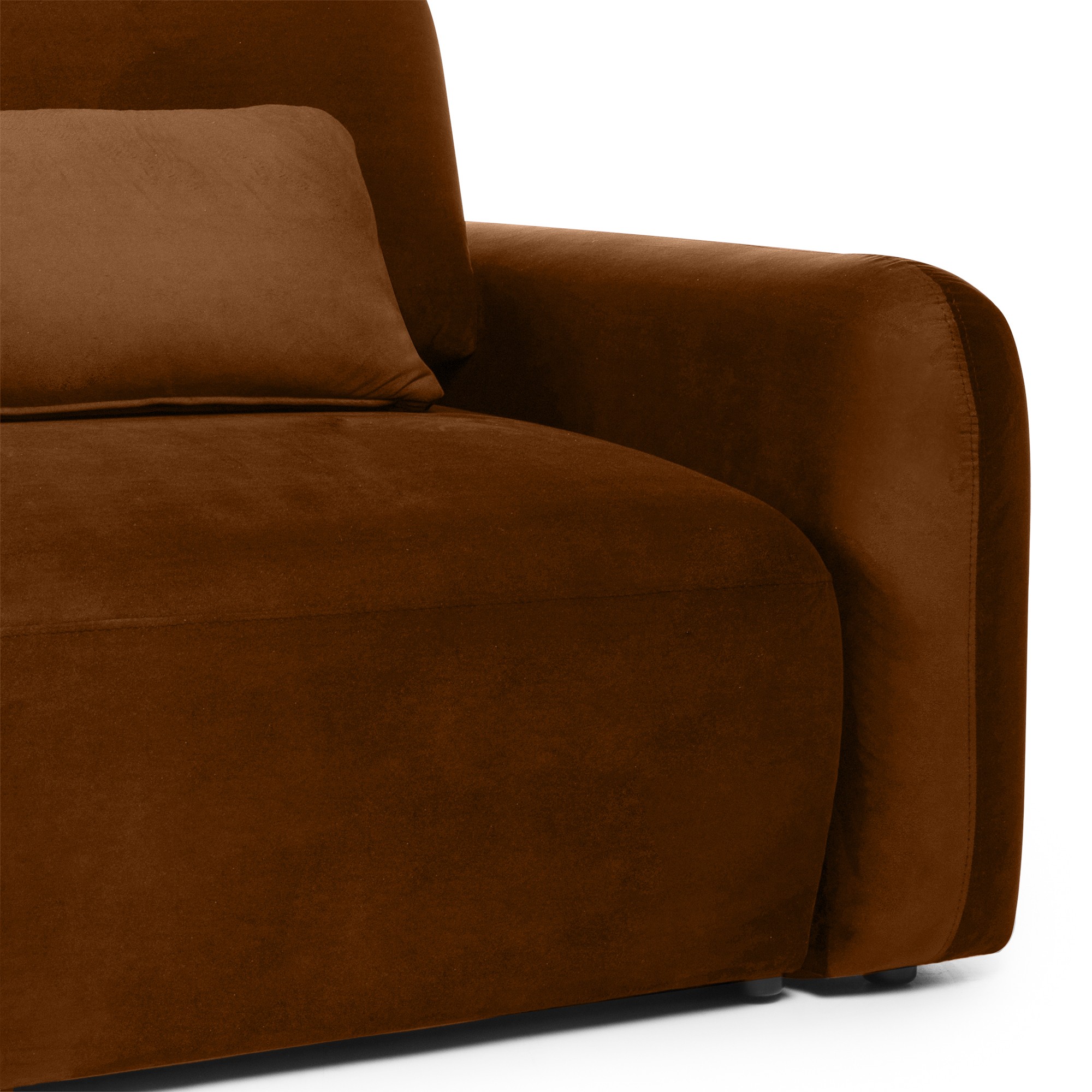 Sofa z funkcją i pojemnikiem Hoschi, welurowa, miedziana