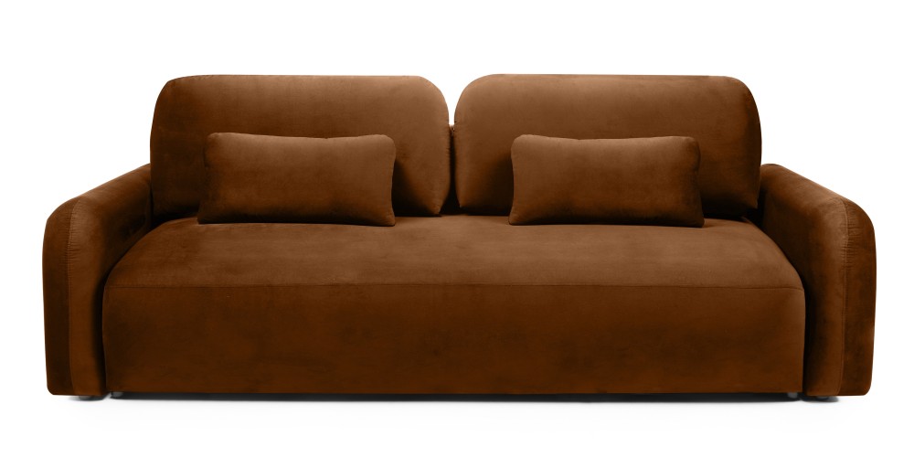Sofa z funkcją i pojemnikiem Hoschi, welurowa, miedziana