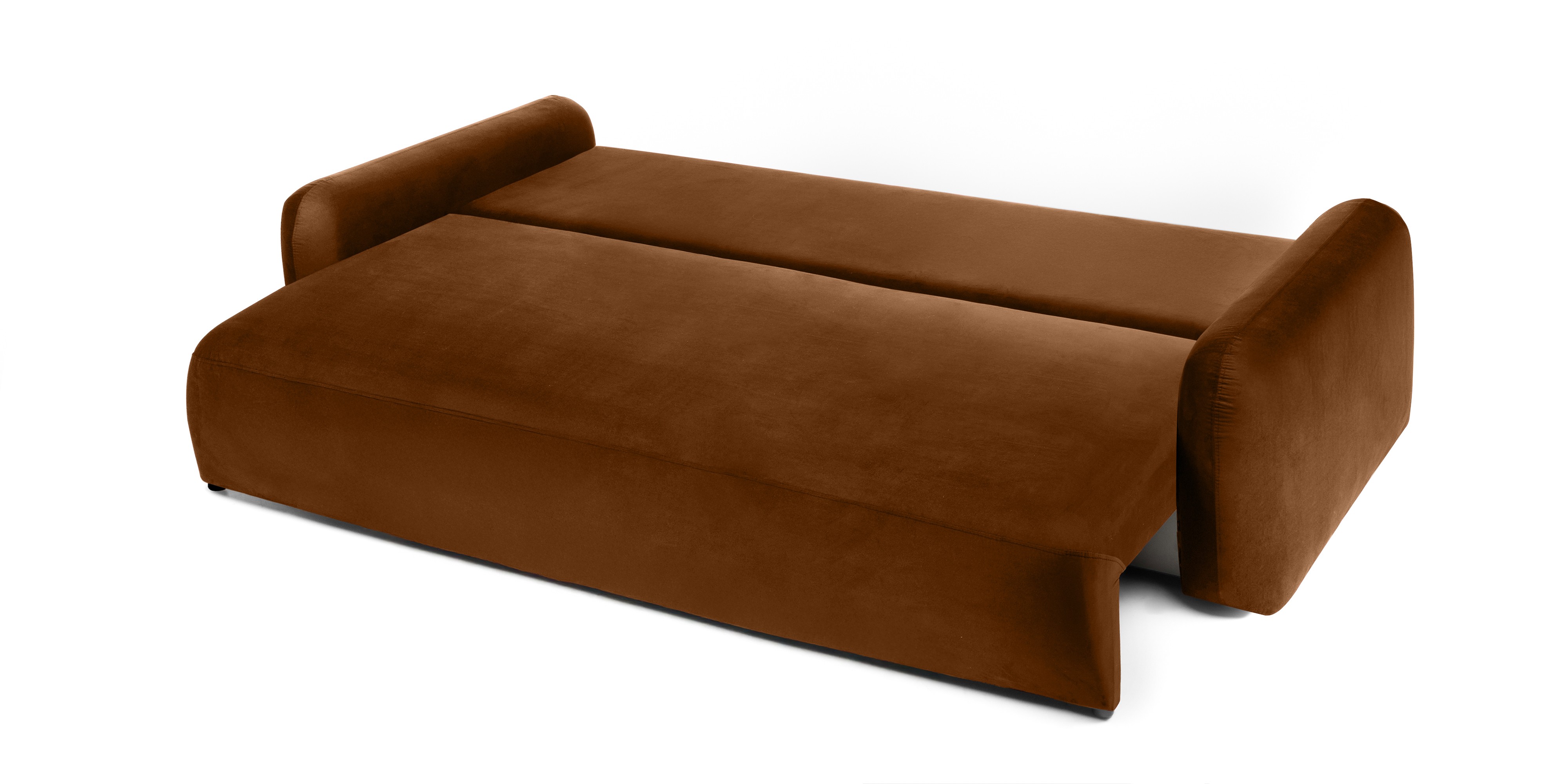 Sofa z funkcją i pojemnikiem Hoschi, welurowa, miedziana