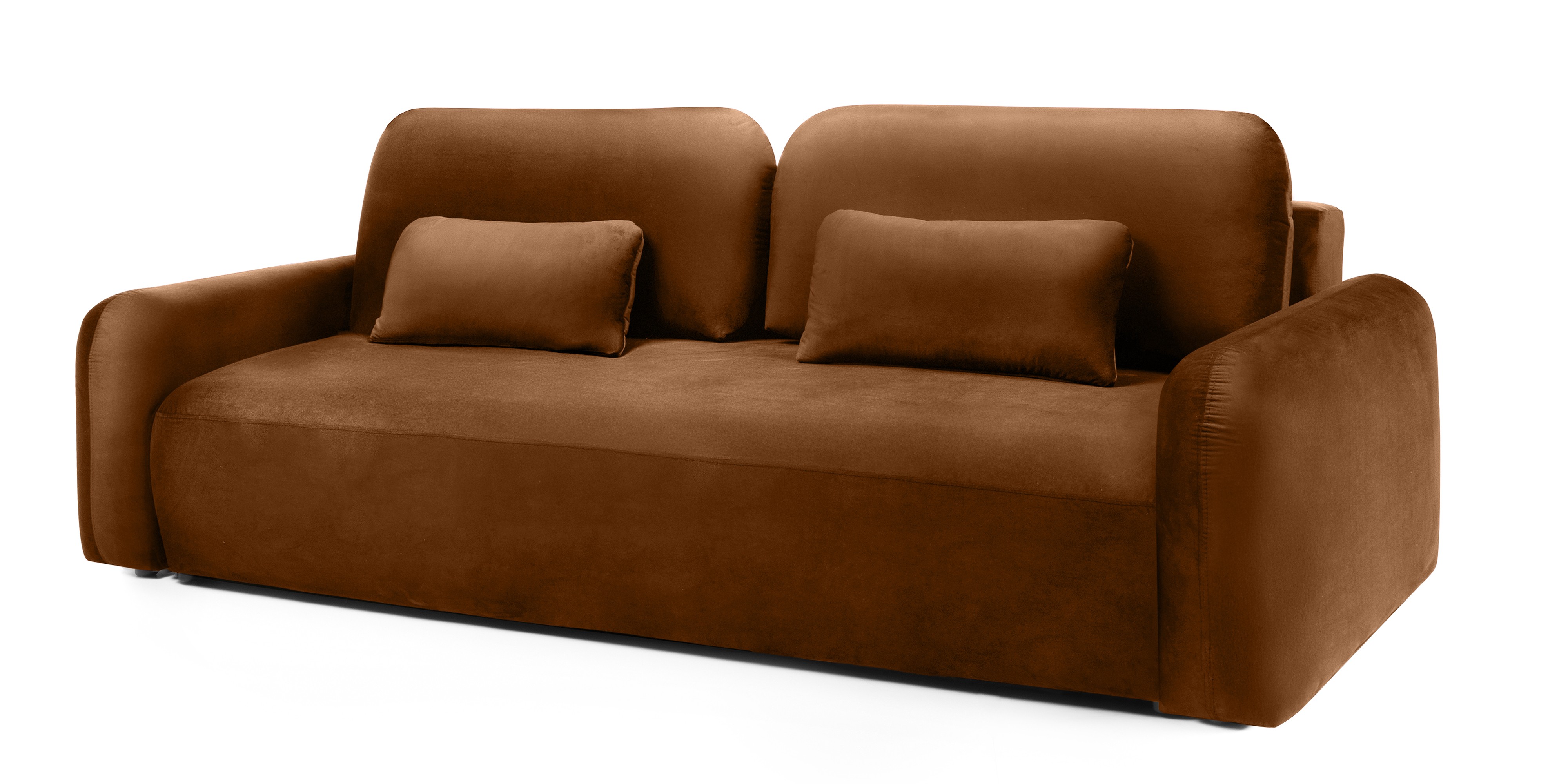 Sofa z funkcją i pojemnikiem Hoschi, welurowa, miedziana