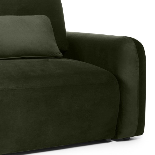 Sofa z funkcją i pojemnikiem Hoschi, welurowa, oliwkowozielona