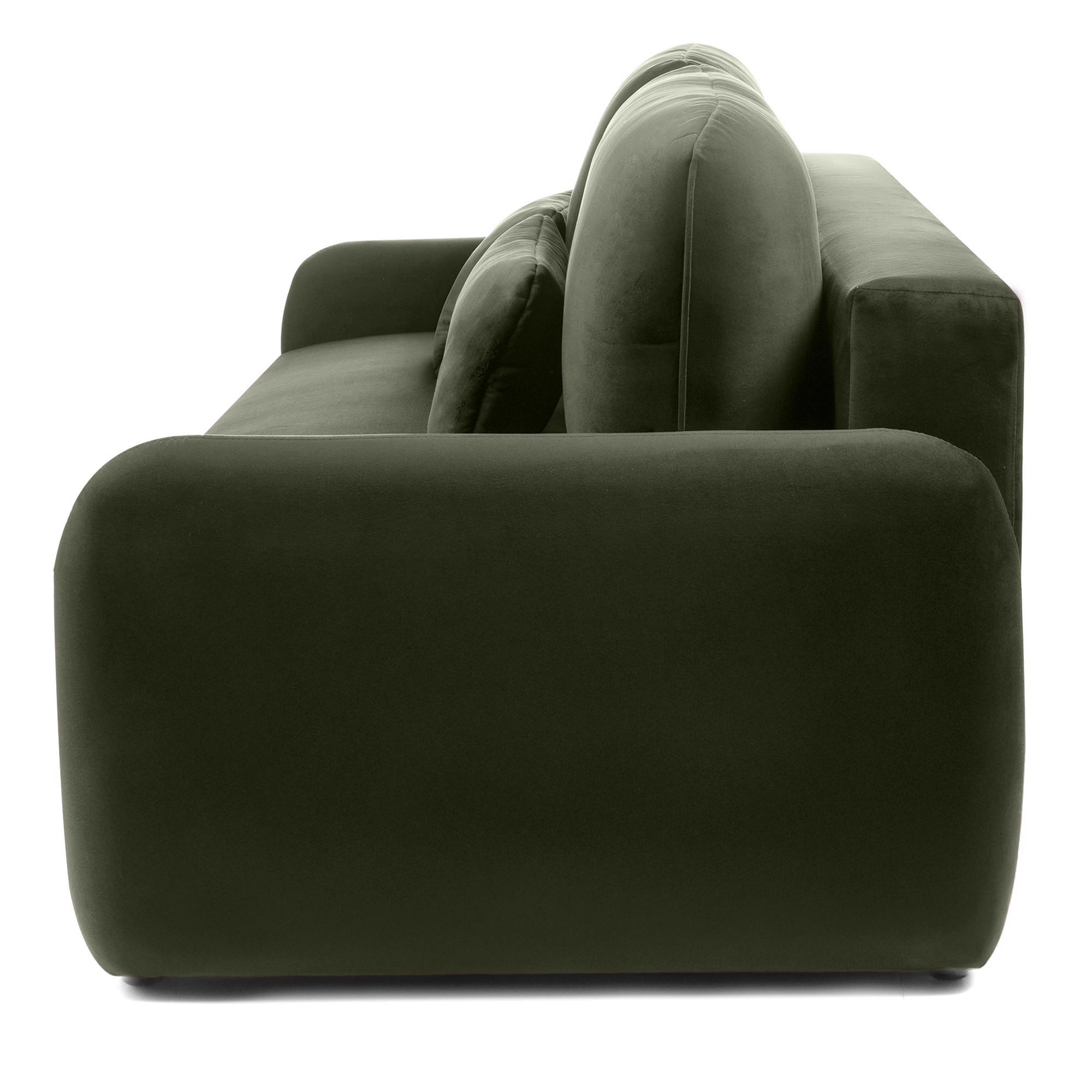 Sofa z funkcją i pojemnikiem Hoschi, welurowa, oliwkowozielona