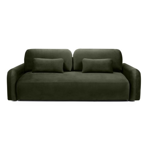 Sofa z funkcją i pojemnikiem Hoschi, welurowa, oliwkowozielona