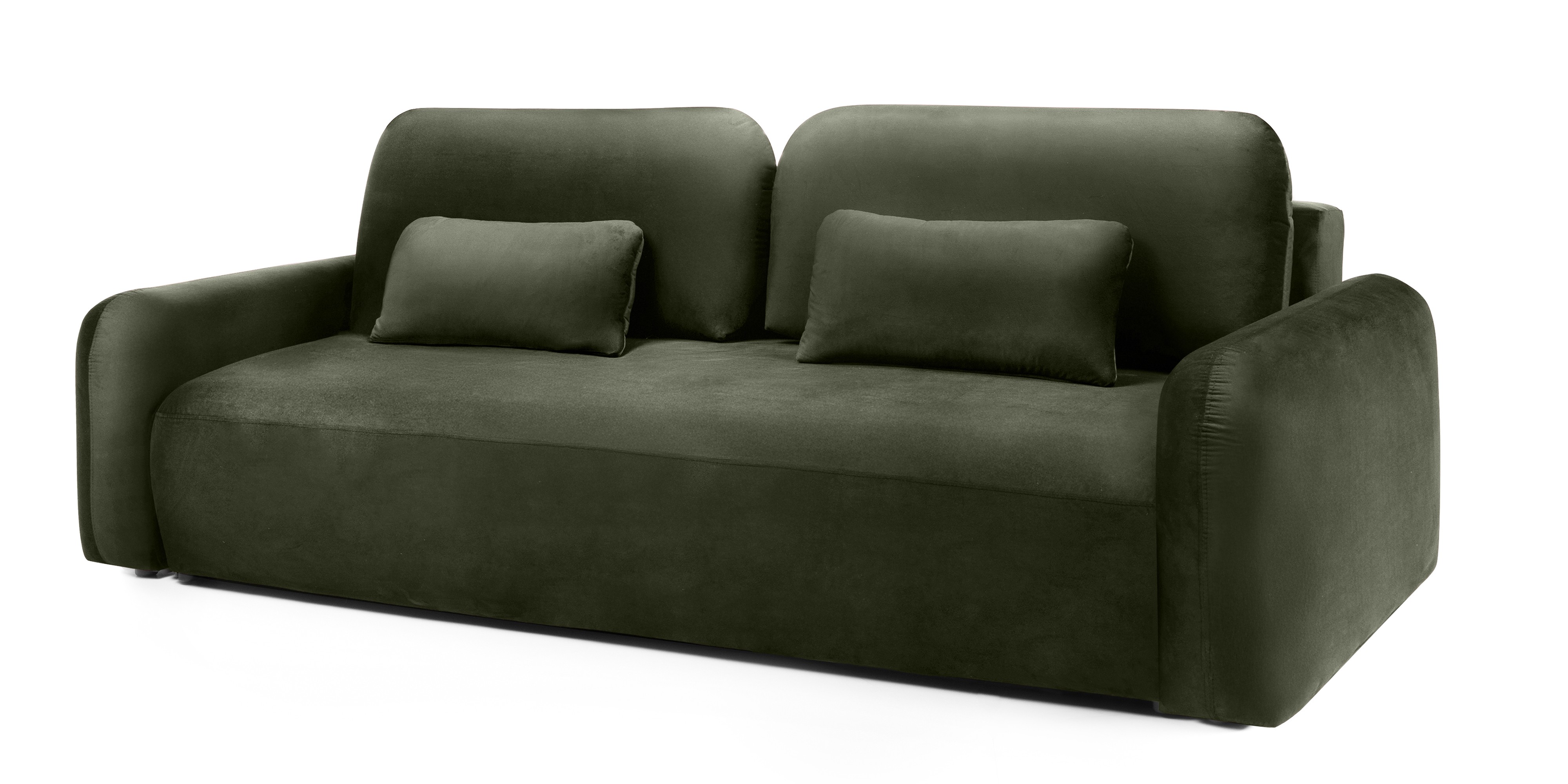 Sofa z funkcją i pojemnikiem Hoschi, welurowa, oliwkowozielona