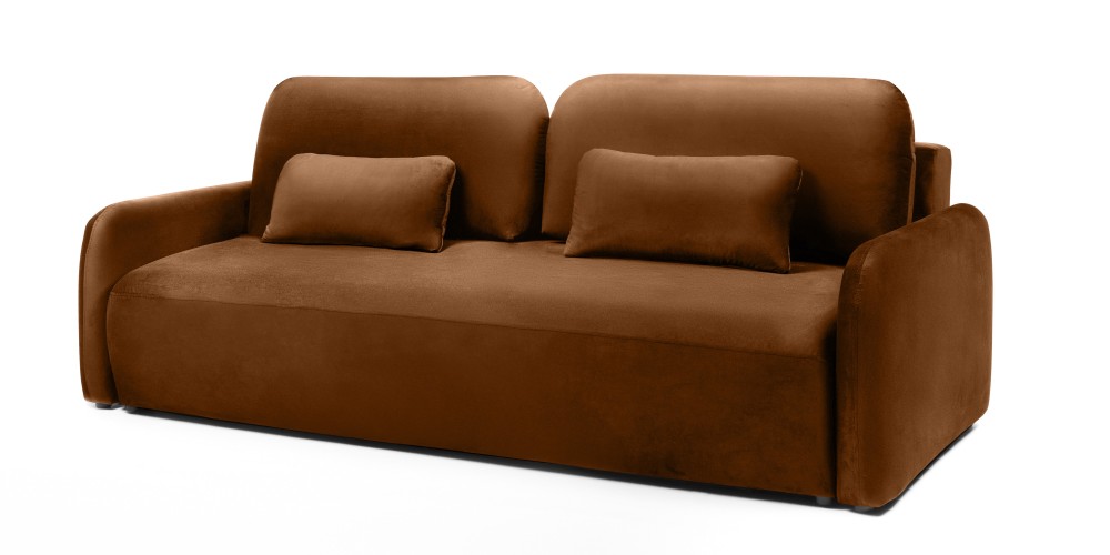 Sofa z funkcją, pojemnik Hoschi Slim, obła, welurowa, miedziana