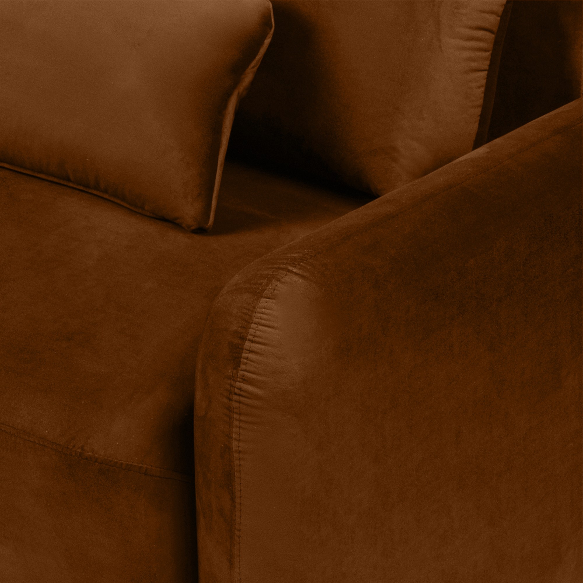 Sofa z funkcją, pojemnik Hoschi Slim, obła, welurowa, miedziana
