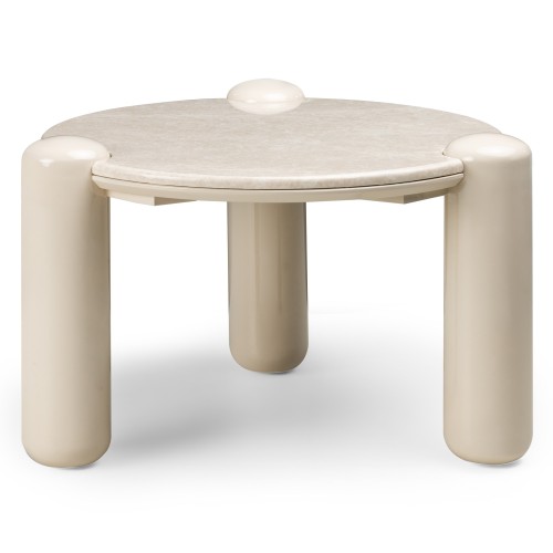 Stolik kawowy Noemi 66 cm, jasnobeżowy/marmur, glossy