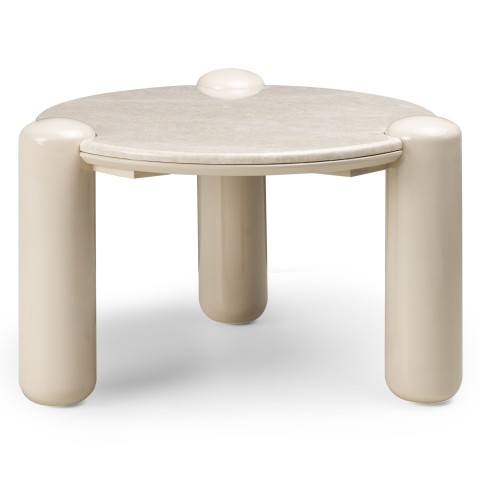 Stolik kawowy Noemi 66 cm, jasnobeżowy/marmur, glossy