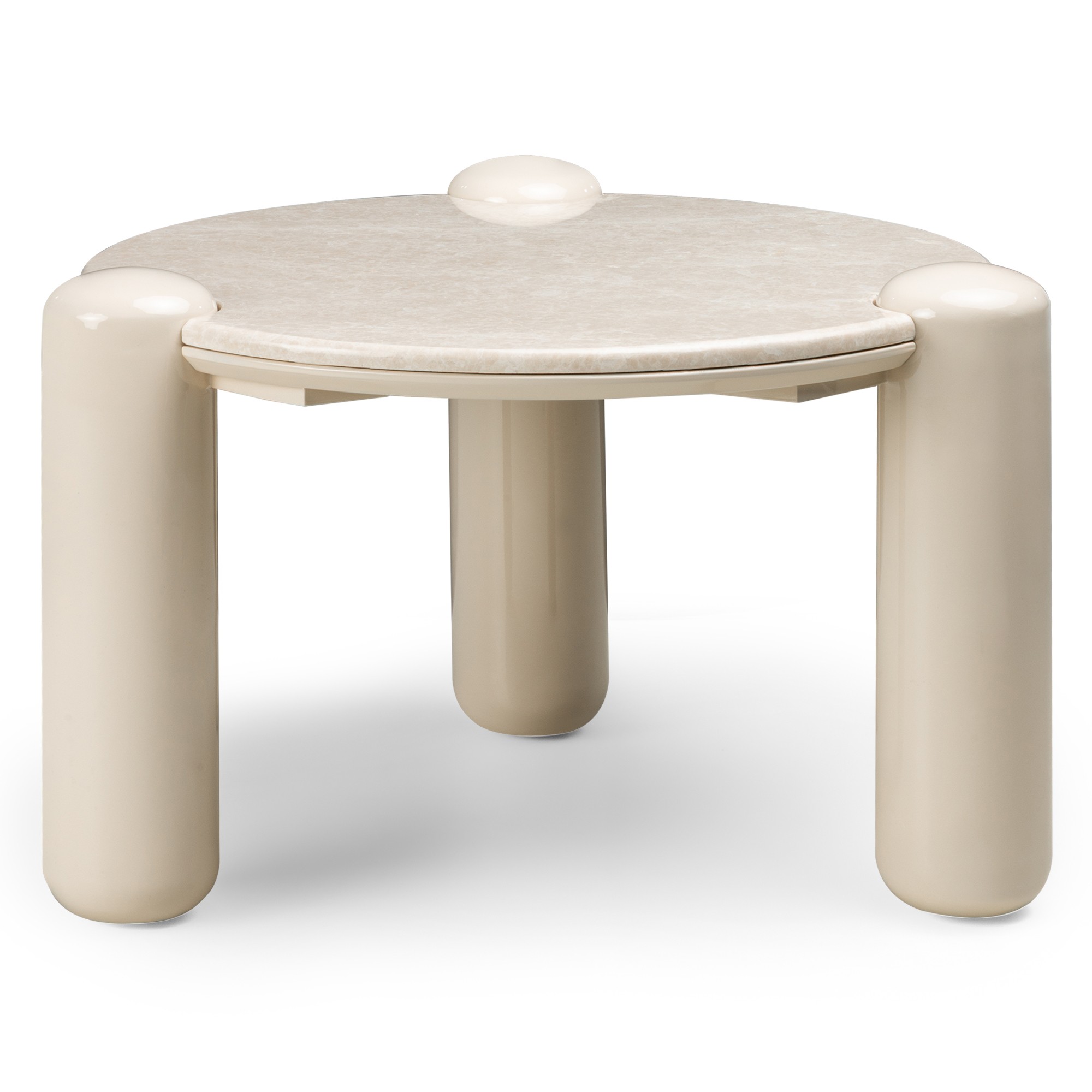 Stolik kawowy Noemi 66 cm, jasnobeżowy/marmur, glossy
