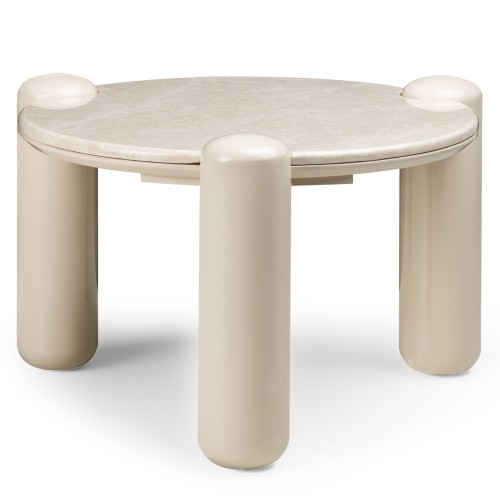 Stolik kawowy Noemi 66 cm, jasnobeżowy/marmur, glossy