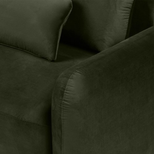 Sofa z funkcją, pojemnik Hoschi Slim, obła, welurowa, oliwkowozielona