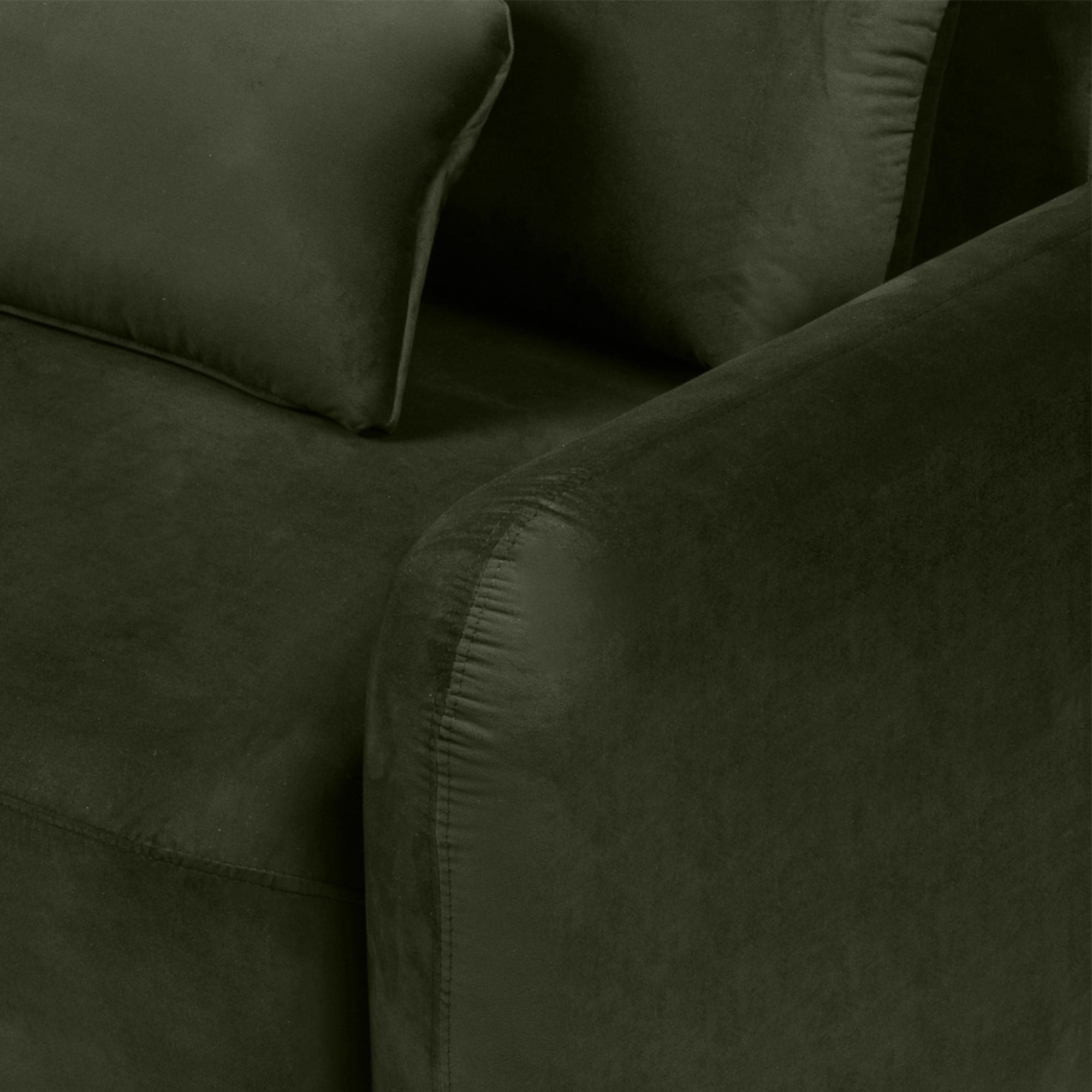Sofa z funkcją, pojemnik Hoschi Slim, obła, welurowa, oliwkowozielona