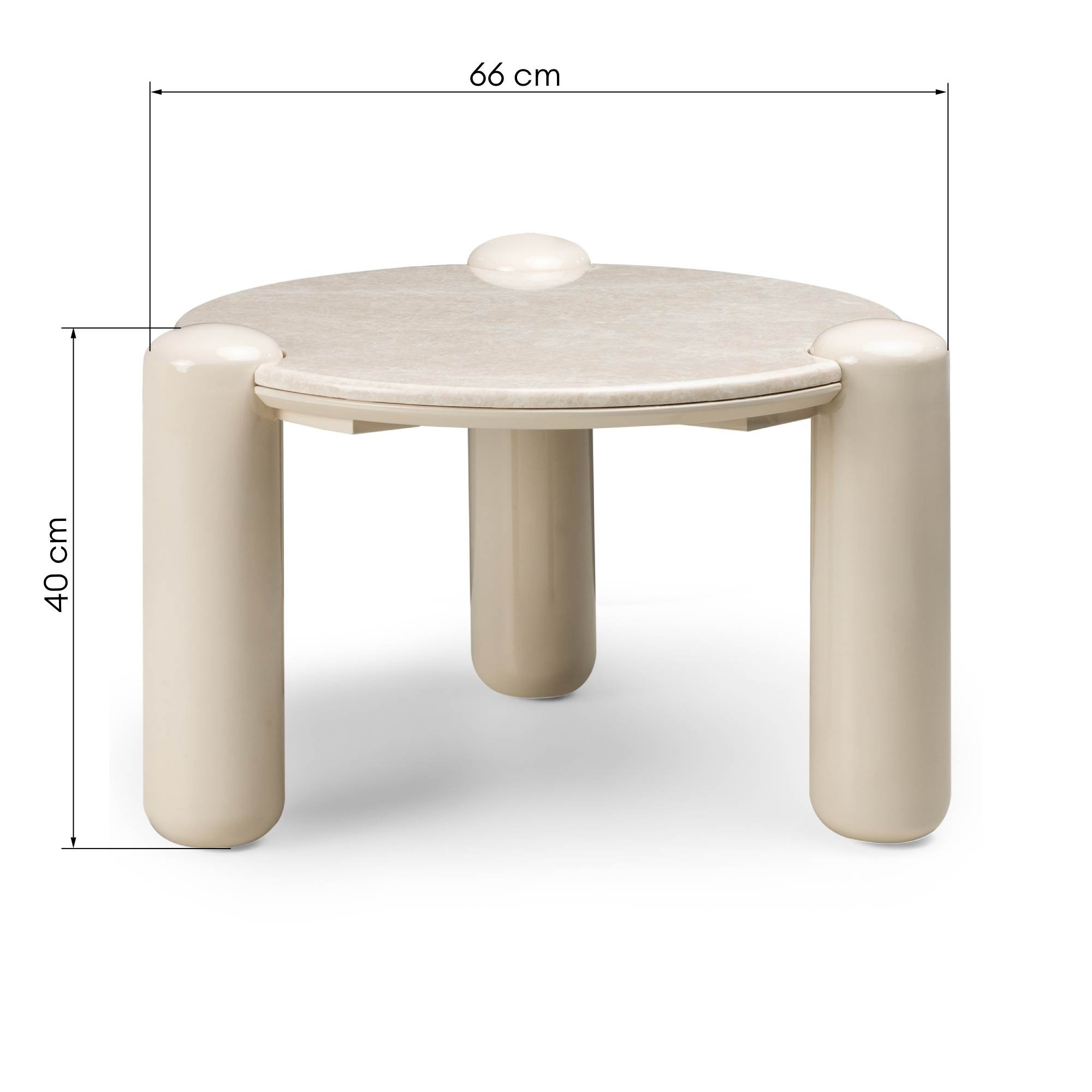 Stolik kawowy Noemi 66 cm, jasnobeżowy/marmur, glossy